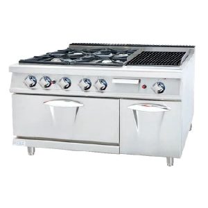 cocina industrial 4 fuegos con horno y barbacoa