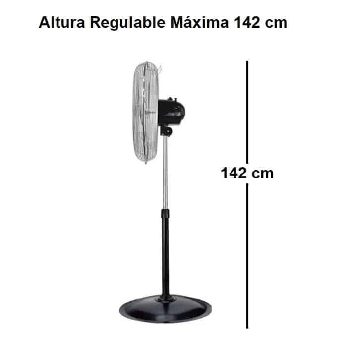 Ventilador de Pie Industrial de Acero Altura Regulable Máxima 142 cm